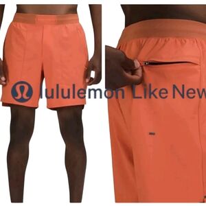 Men's Lululemon License To Train 7" Linerless Shorts - Warm Coral - Size Large L